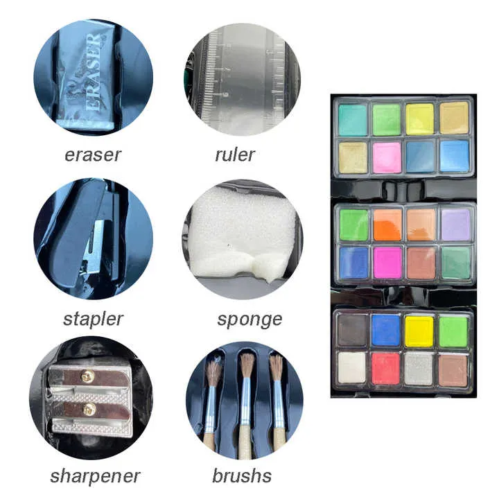 الفن توريد 88 قطعة ديلوكس الفنان ستوديو خشب مبتكر مجموعة صناديق اللوحة و مجموعة رسم Art Supply 88 Piece Deluxe Artist Studio Creative Wood Box Set Painting and Sketching Set