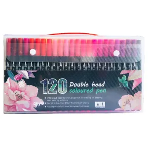 120-Color Dual-Head Brush & Fine Tip Marker Set | Vibrant Colors for Art & Craft Projects