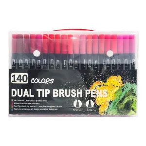 140-Color Dual-Head Brush & Fine Tip Marker Set | Vibrant Colors for Art & Craft Projects