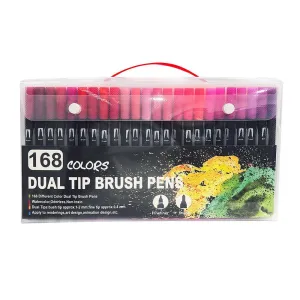 168-Color Dual-Head Brush & Fine Tip Marker Set | Vibrant Colors for Art & Craft Projects