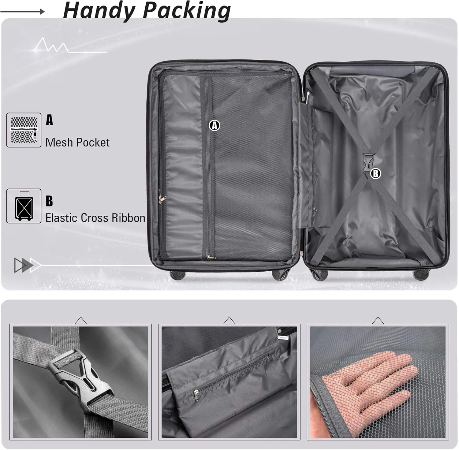 2 Piece Luggage Set with TSA Lock, ABS Lightweight Expandable Suitcase with 360 Degree Spinner Wheels for Travel Business (20" 28") Purple As Shown