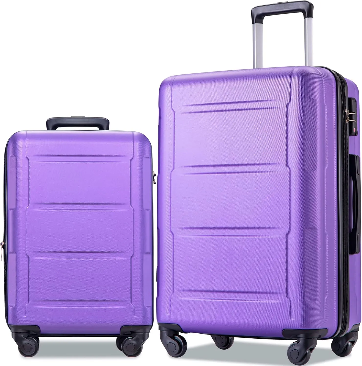 2 Piece Luggage Set with TSA Lock, ABS Lightweight Expandable Suitcase with 360 Degree Spinner Wheels for Travel Business (20" 28") Purple As Shown