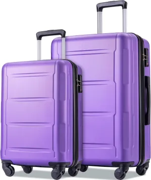 2 Piece Luggage Set with TSA Lock, ABS Lightweight Expandable Suitcase with 360 Degree Spinner Wheels for Travel Business (20" 28") Purple As Shown