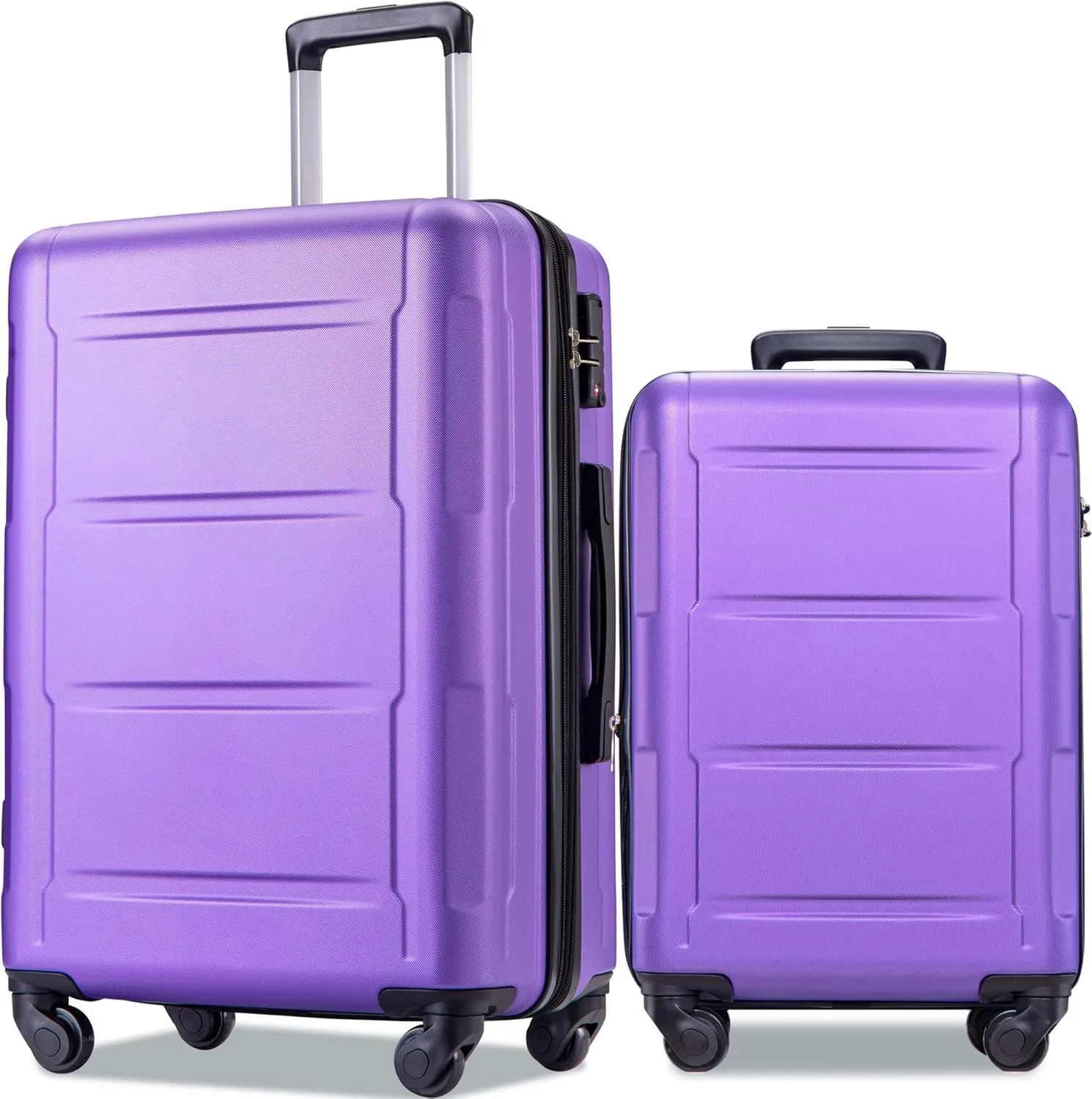 2 Piece Luggage Set with TSA Lock, ABS Lightweight Expandable Suitcase with 360 Degree Spinner Wheels for Travel Business (20" 28") Purple As Shown