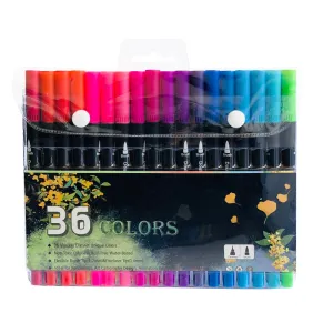 36-Color Dual-Head Brush & Fine Tip Marker Set | Vibrant Colors for Art & Craft Projects