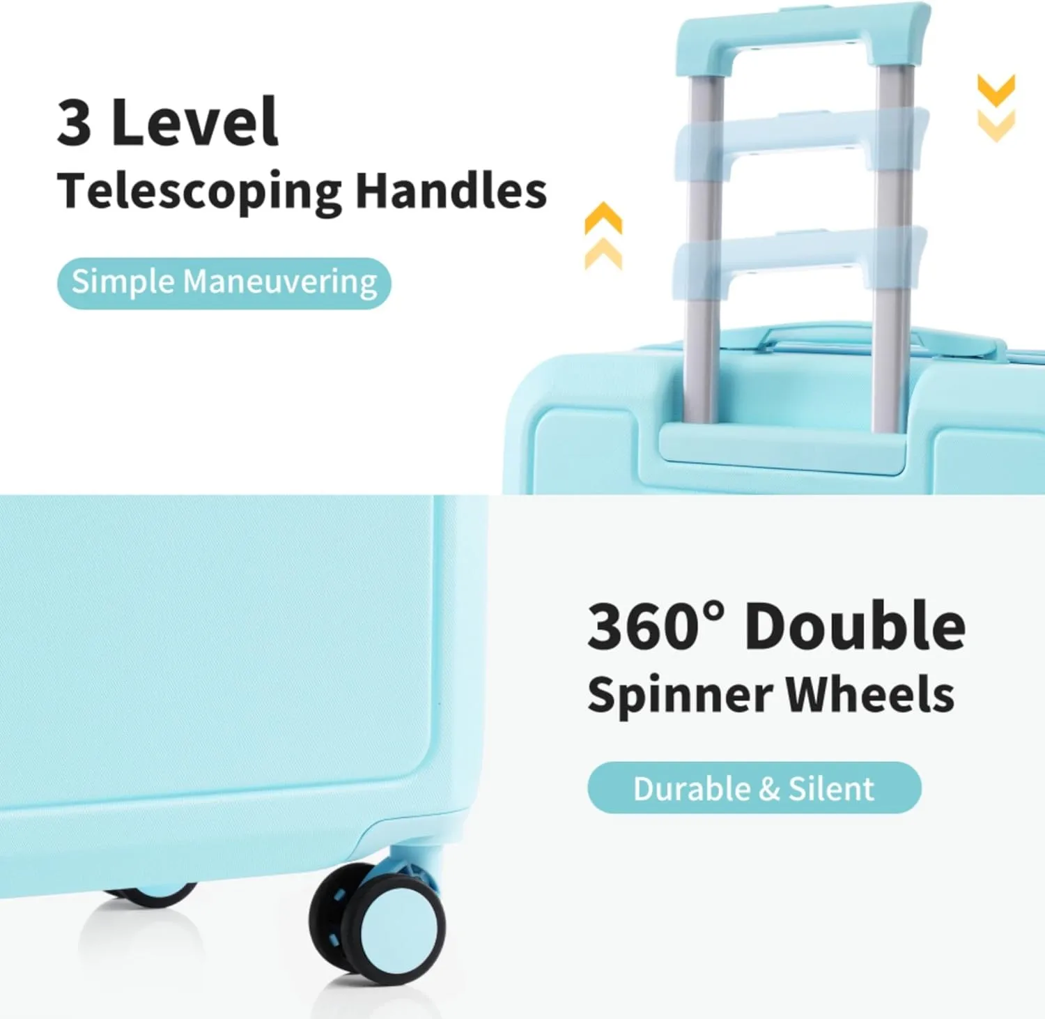 4 Piece Luggage Set with Compression Packing Cubes Expandable Spinner Suitcases Lightweight with TSA Lock for Travel Vacation Business Trips 360 Degree Swivel Wheels (Light Blue   ABS)