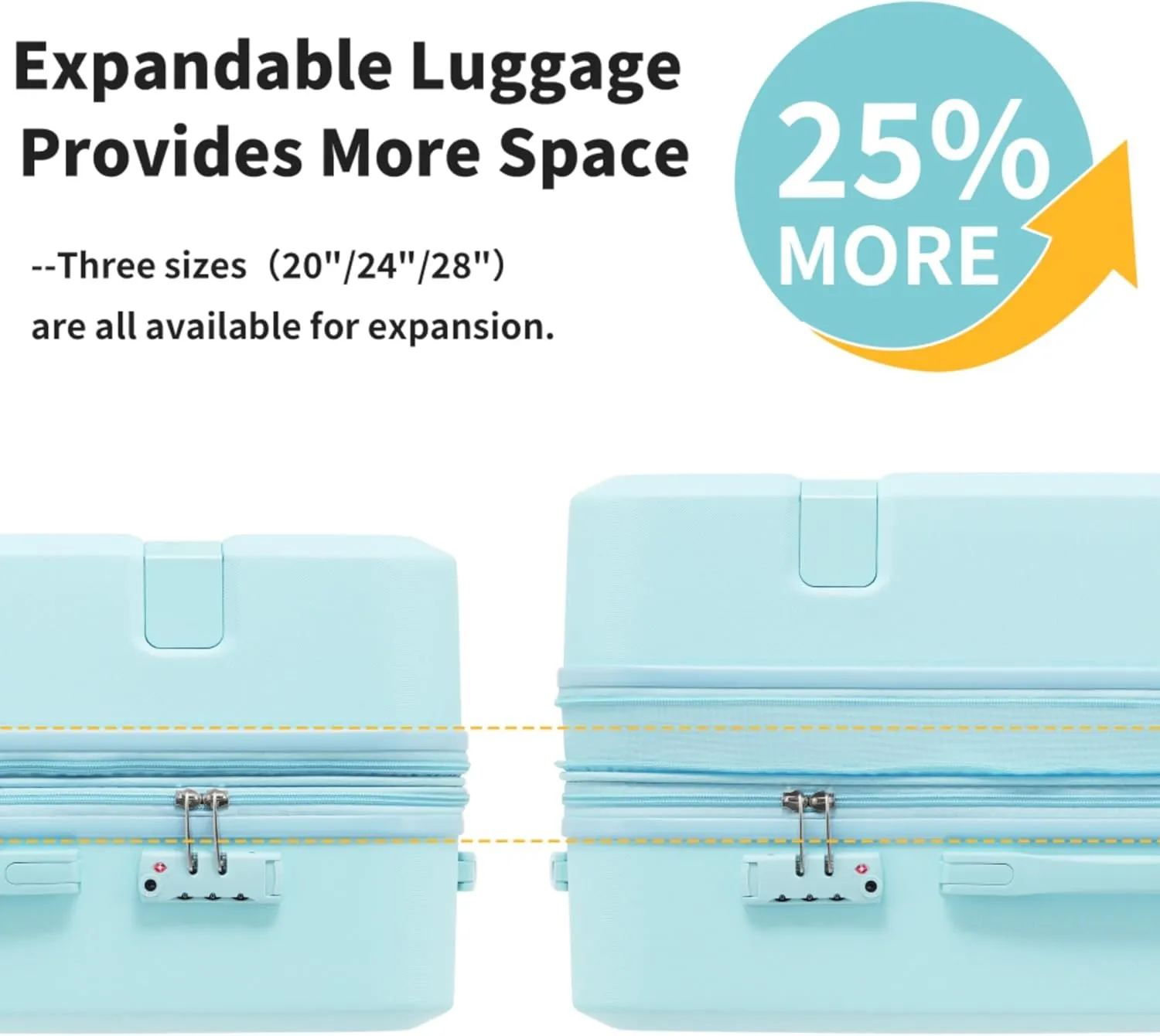 4 Piece Luggage Set with Compression Packing Cubes Expandable Spinner Suitcases Lightweight with TSA Lock for Travel Vacation Business Trips 360 Degree Swivel Wheels (Light Blue   ABS)