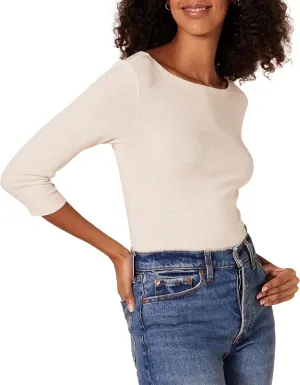 Amazon Essentials Women's Slim-Fit 3/4 Sleeve Boat Neck T-Shirt