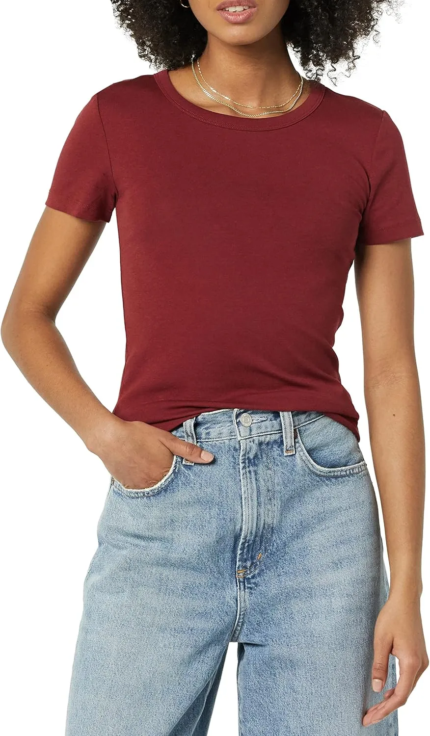 Amazon Essentials Women's Slim-Fit Short-Sleeve Crewneck T-Shirt, Pack of 2