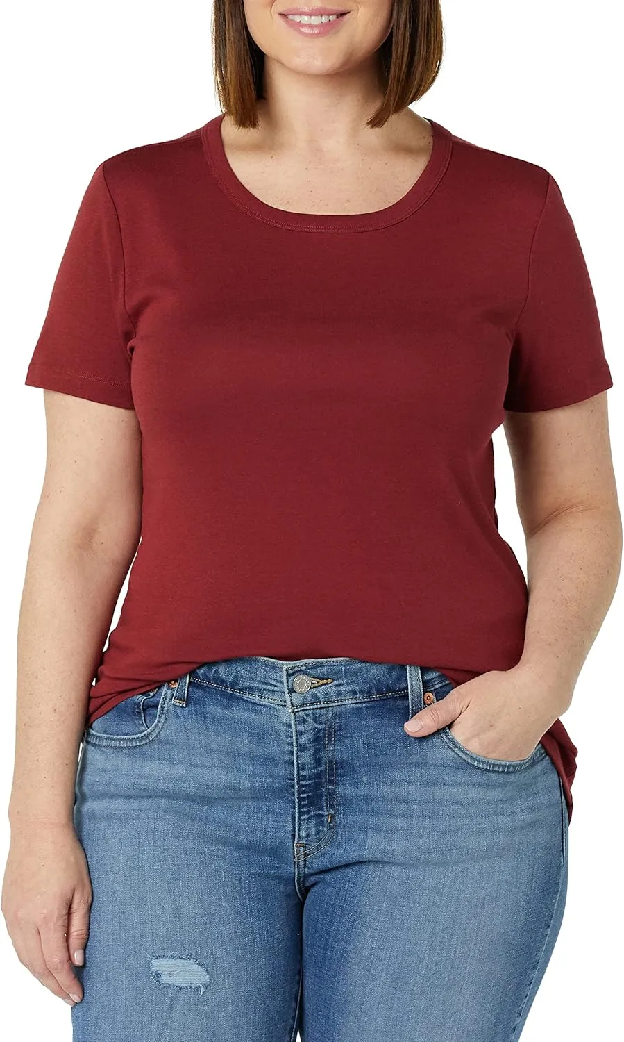 Amazon Essentials Women's Slim-Fit Short-Sleeve Crewneck T-Shirt, Pack of 2