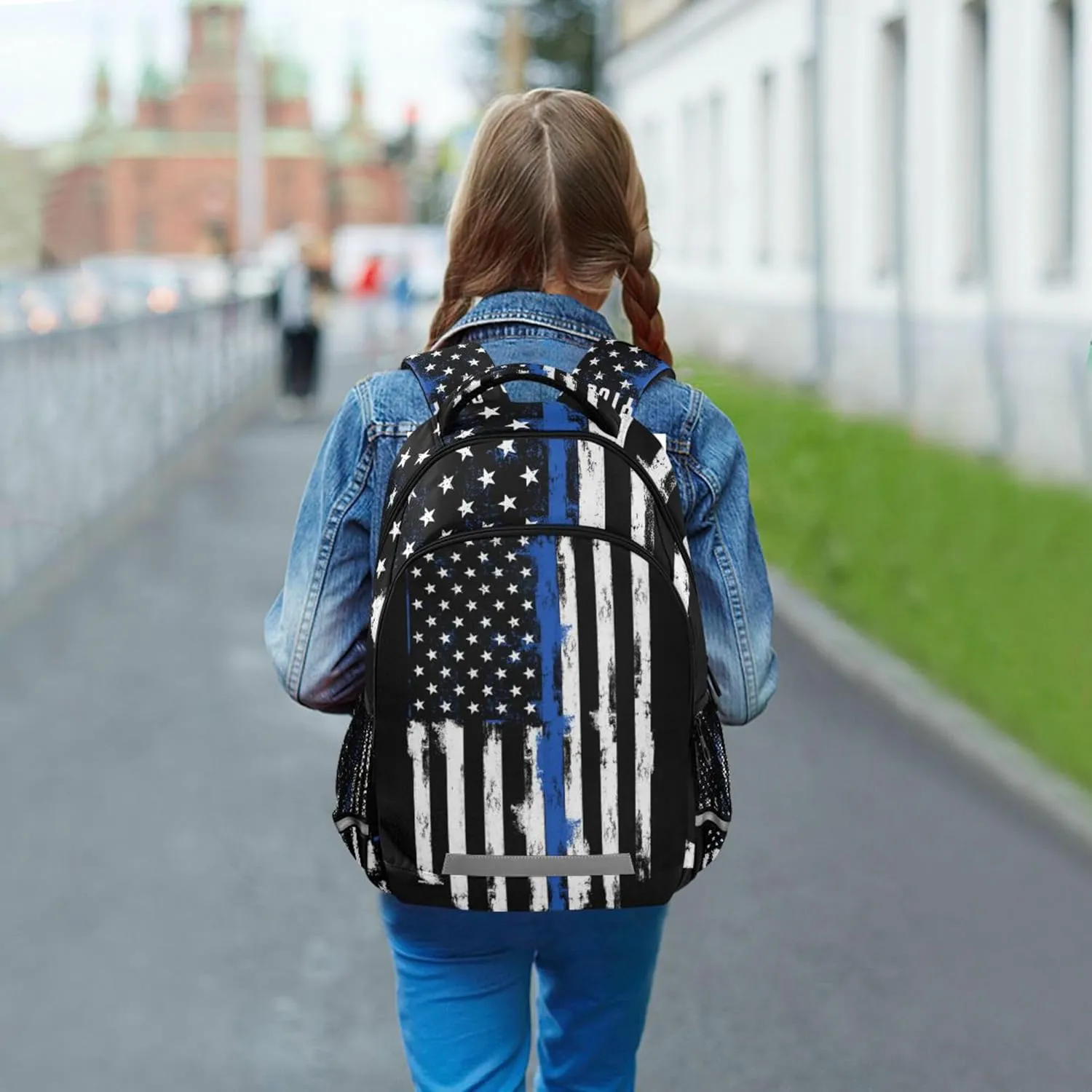 American Flag Backpack for Girls Kids Boys School Bookbags, Student Laptop Backpack Carrying Bag Casual Lightweight Travel Sports Day Packs