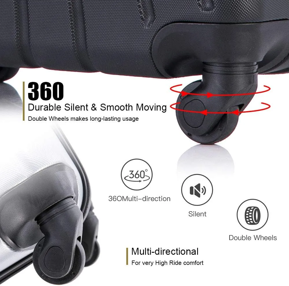 Apelila Fridtrip Travel Suitcase Hardshell Lightweight Luggage with Spinner Wheels Luggage Sets (3 PCS Suitcases, Black)