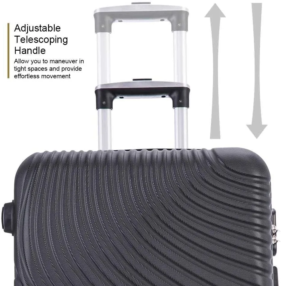 Apelila Fridtrip Travel Suitcase Hardshell Lightweight Luggage with Spinner Wheels Luggage Sets (3 PCS Suitcases, Black)