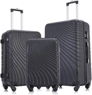 Apelila Fridtrip Travel Suitcase Hardshell Lightweight Luggage with Spinner Wheels Luggage Sets (3 PCS Suitcases, Black)