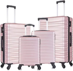 Apelila Fridtrip Travel Suitcase Hardshell Lightweight Luggage with Spinner Wheels Luggage Sets (4 PCS With TSA Lock, Rose Gold)