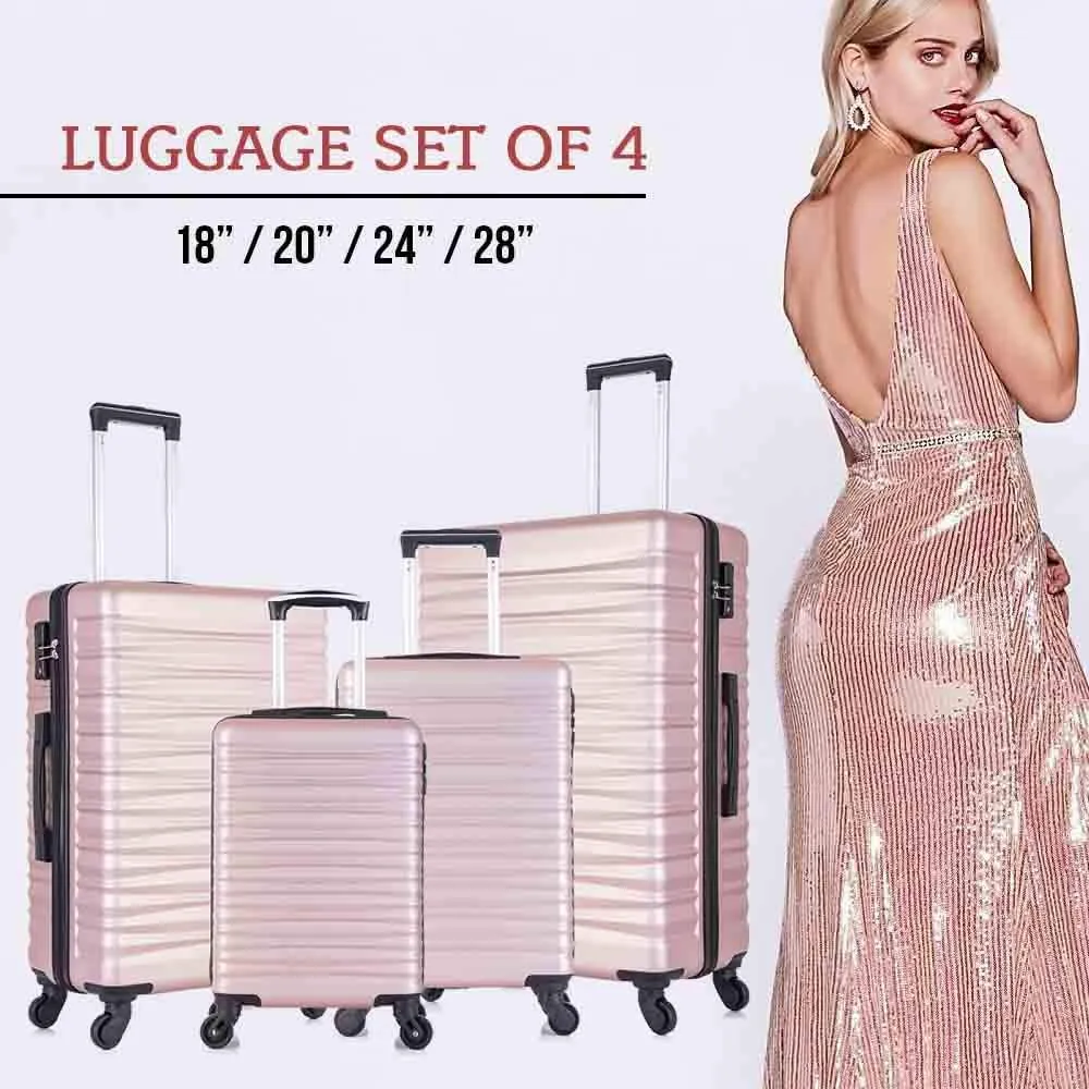 Apelila Fridtrip Travel Suitcase Hardshell Lightweight Luggage with Spinner Wheels Luggage Sets (4 PCS With TSA Lock, Rose Gold)