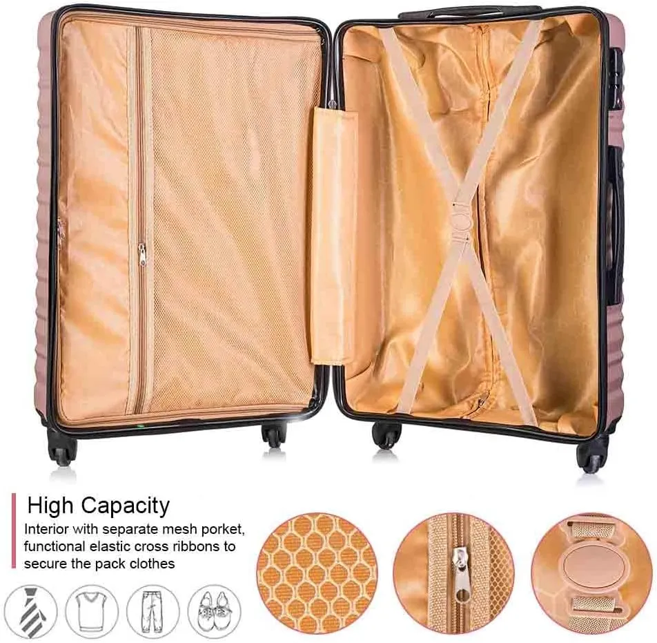 Apelila Fridtrip Travel Suitcase Hardshell Lightweight Luggage with Spinner Wheels Luggage Sets (4 PCS With TSA Lock, Rose Gold)