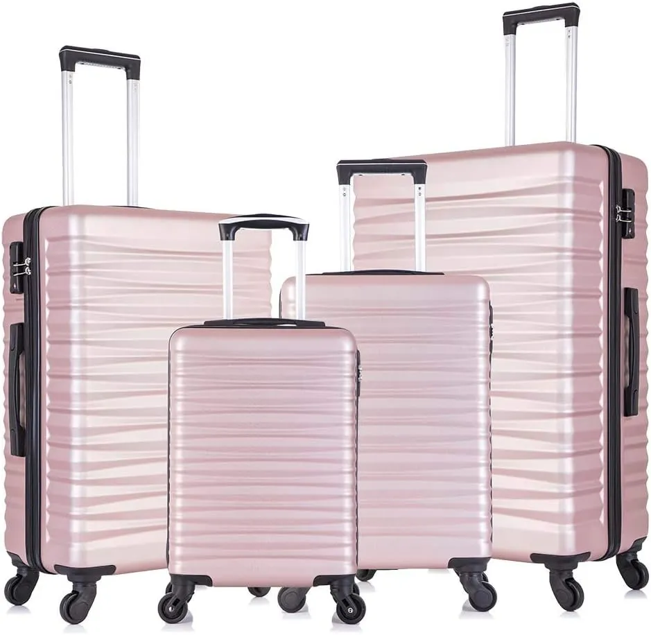 Apelila Fridtrip Travel Suitcase Hardshell Lightweight Luggage with Spinner Wheels Luggage Sets (4 PCS With TSA Lock, Rose Gold)