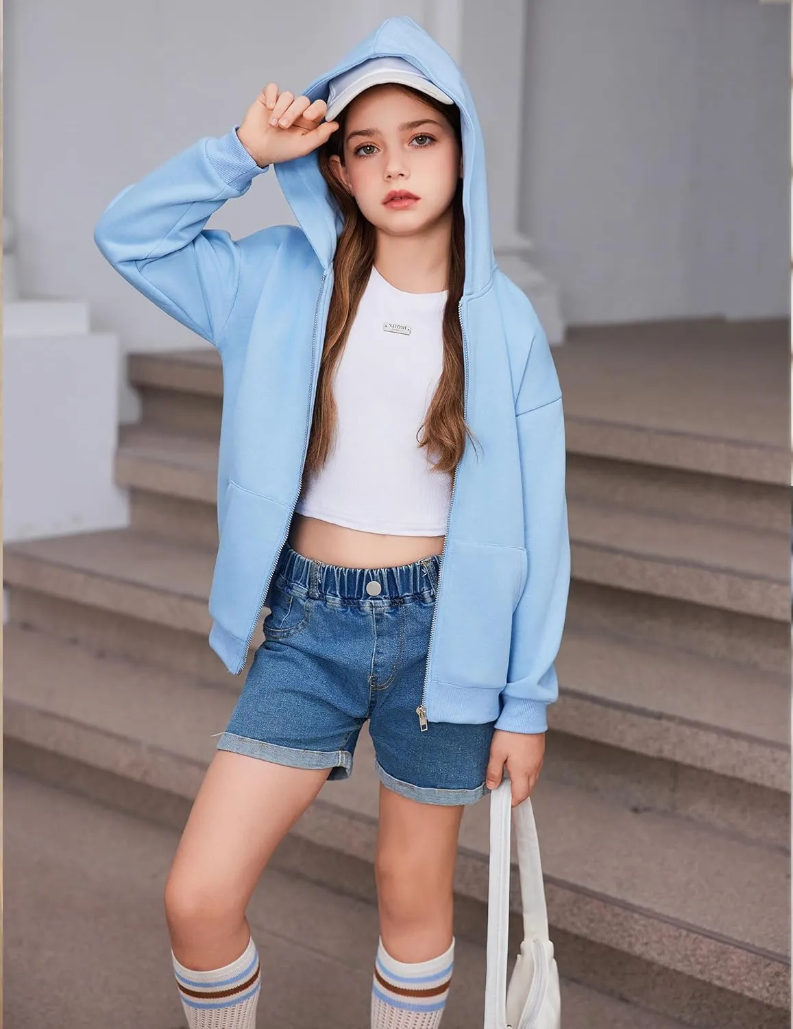 Arshiner Girls Zip Up Hoodies Teen Fleece Full-Zip Sweatshirts Jacket Casual Fall Hoodie with Pocket