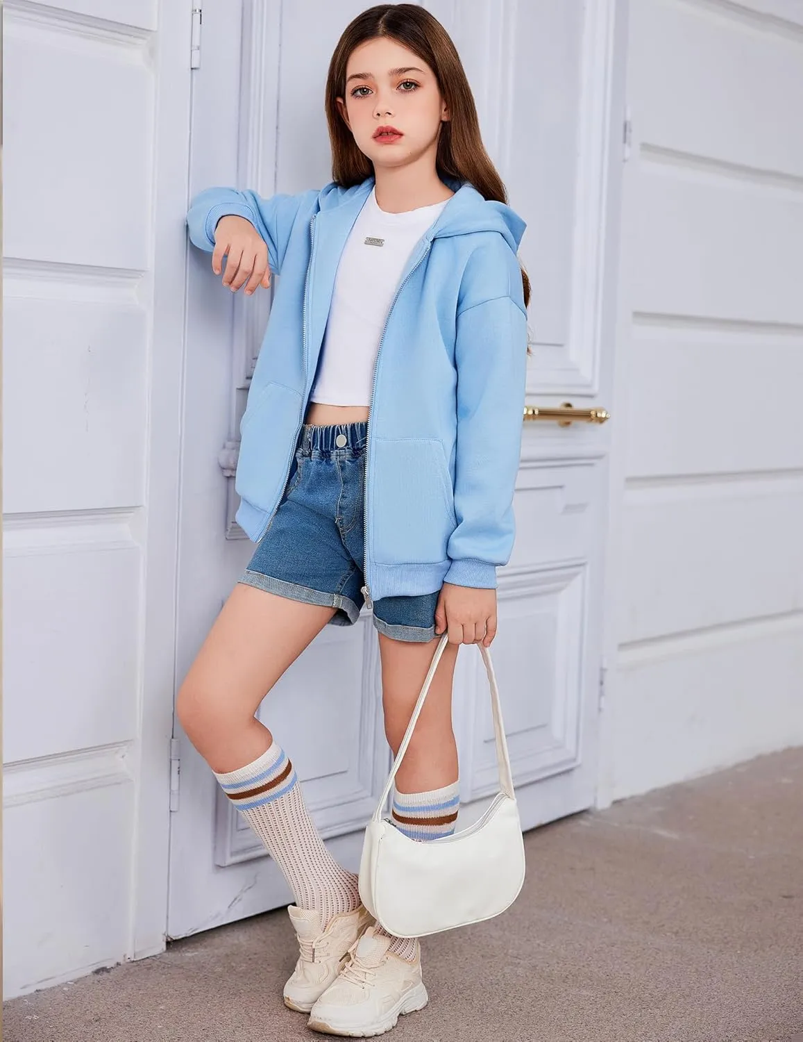 Arshiner Girls Zip Up Hoodies Teen Fleece Full-Zip Sweatshirts Jacket Casual Fall Hoodie with Pocket