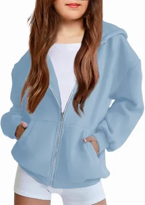 Arshiner Girls Zip Up Hoodies Teen Fleece Full-Zip Sweatshirts Jacket Casual Fall Hoodie with Pocket