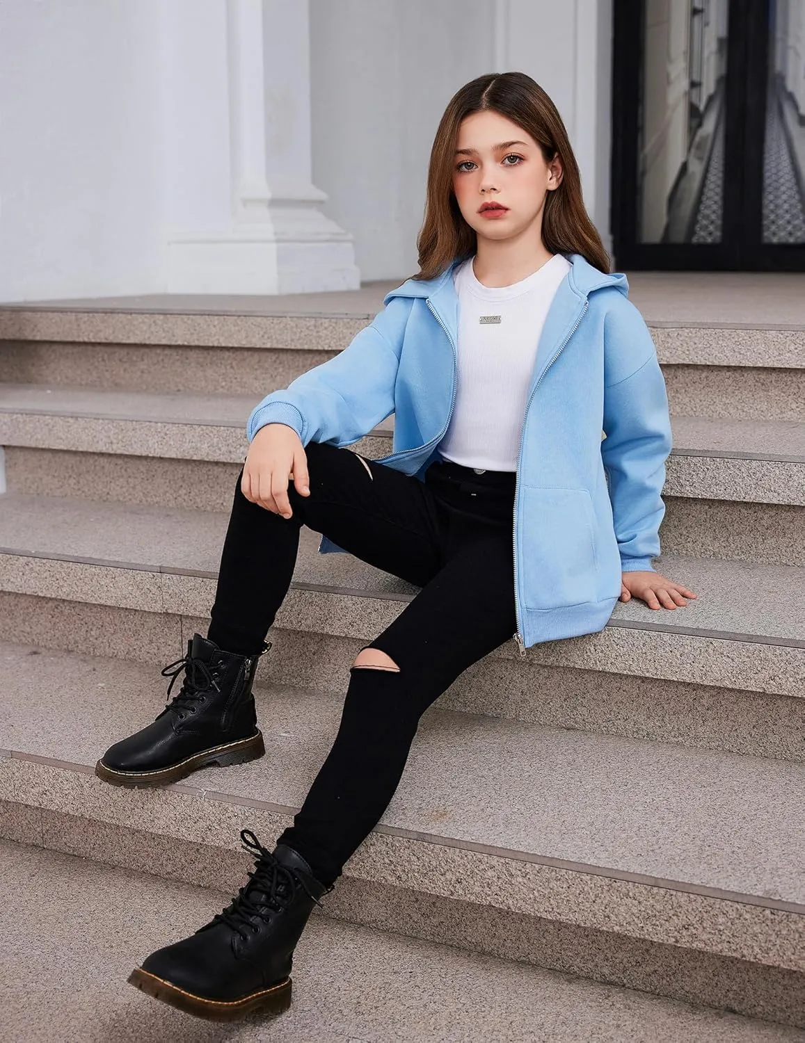 Arshiner Girls Zip Up Hoodies Teen Fleece Full-Zip Sweatshirts Jacket Casual Fall Hoodie with Pocket