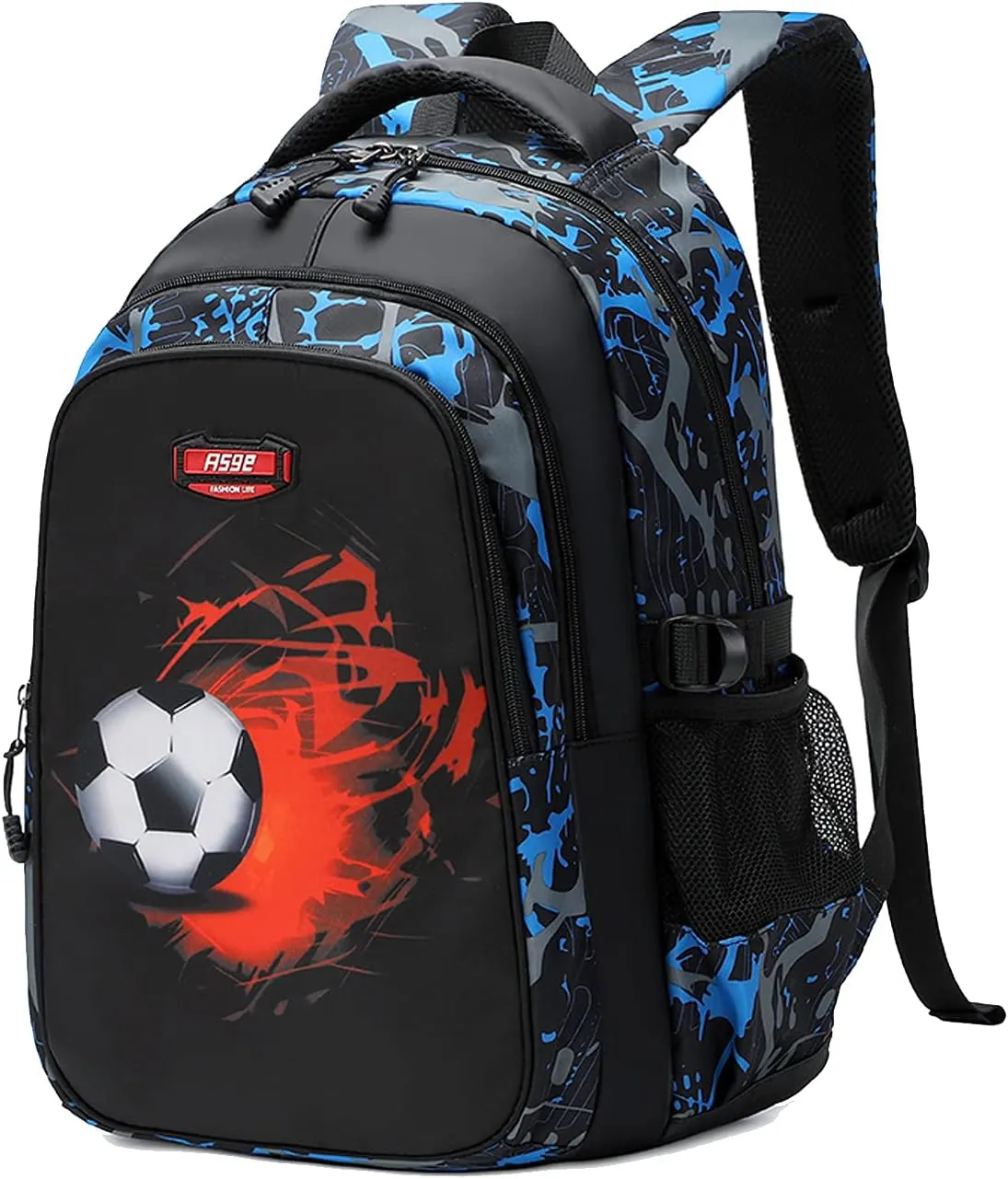 Asge Backpack for School Boys Backpacks for Kids Camo Bookbag for Middle School Bags Waterproof Travel Back Pack (Blue)