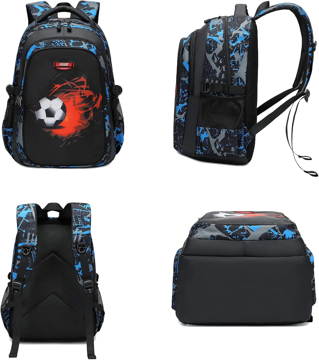 Asge Backpack for School Boys Backpacks for Kids Camo Bookbag for Middle School Bags Waterproof Travel Back Pack (Blue)