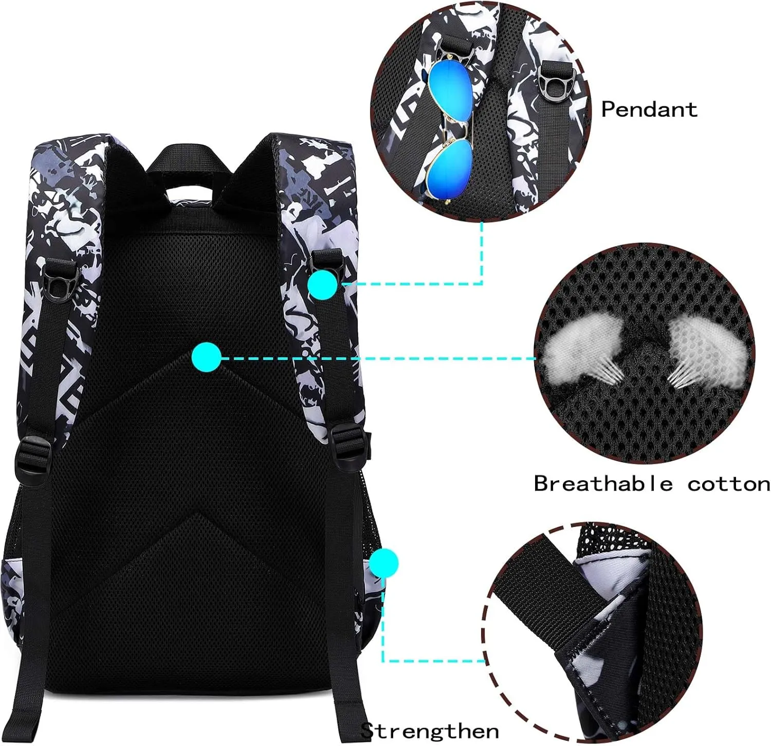 Asge Backpack for School Boys Backpacks for Kids Camo Bookbag for Middle School Bags Waterproof Travel Back Pack