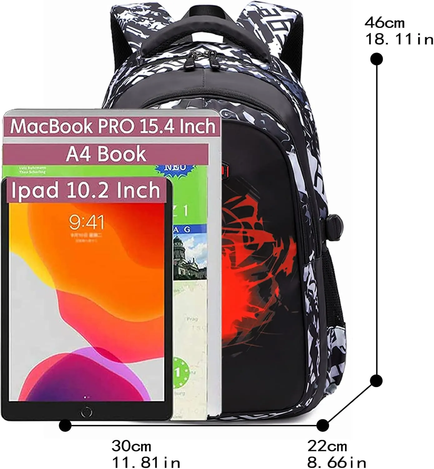 Asge Backpack for School Boys Backpacks for Kids Camo Bookbag for Middle School Bags Waterproof Travel Back Pack