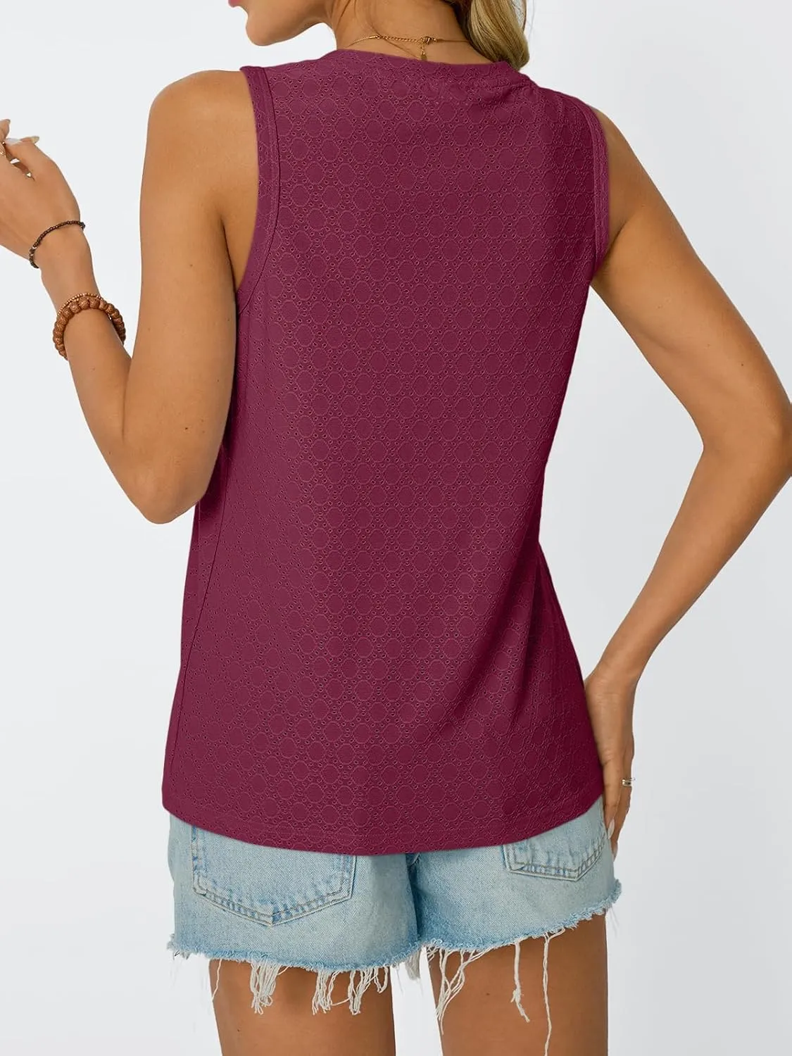 AUTOMET Tank Top for Women Eyelet Embroidery Summer Sleeveless V Neck Flowy Casual Tops Beach Vacation Fashion Boho Shirt