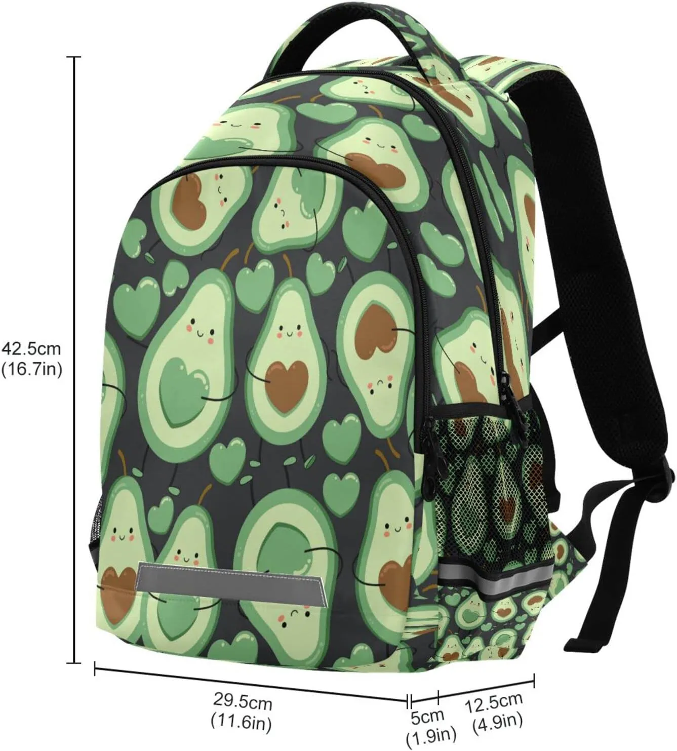 Avocado Backpack for Girls Kids Boys School Bookbags, Student Laptop Backpack Carrying Bag Casual Lightweight Travel Sports Day Packs