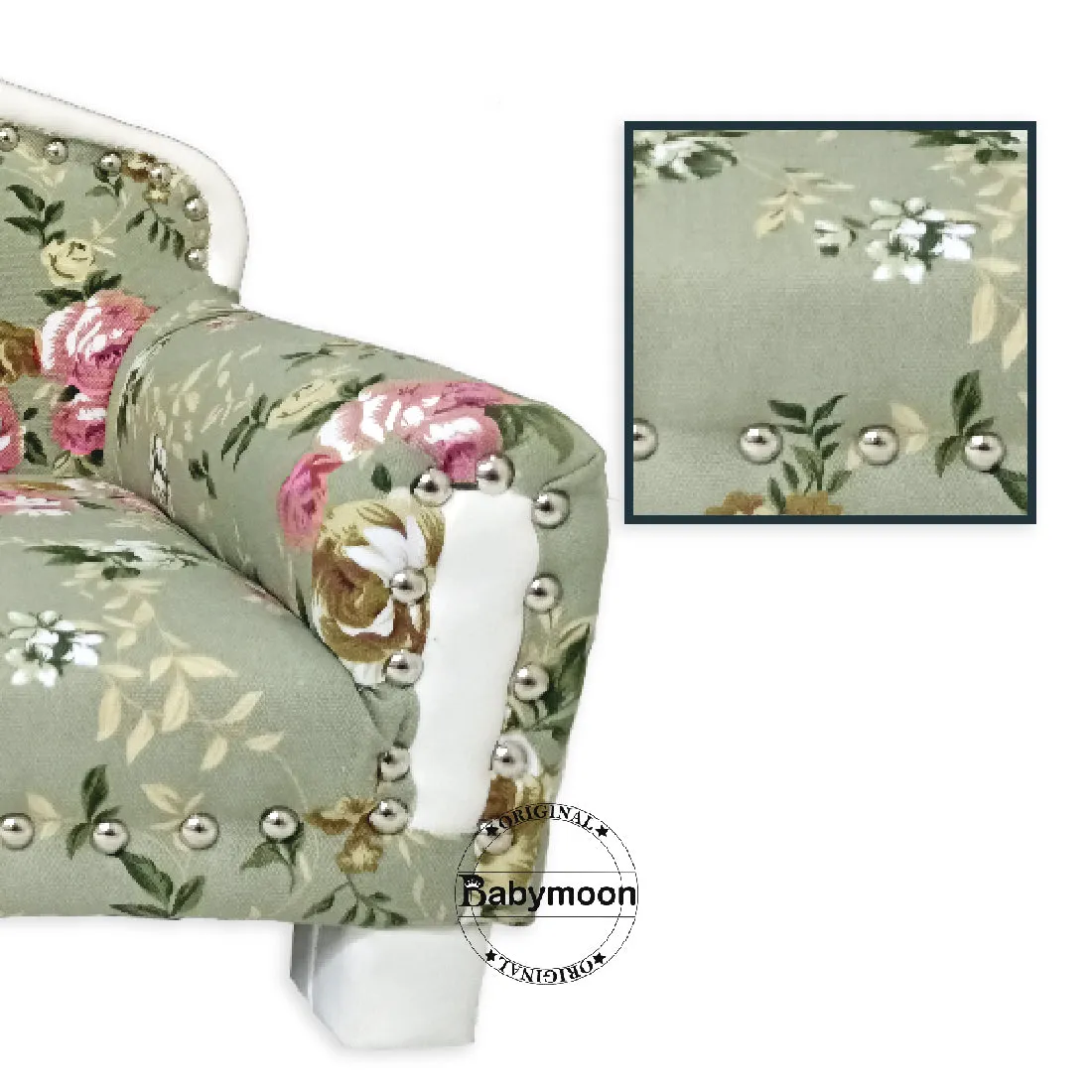 Babymoon Royal Floral Sofa Wooden Photobooth Prop Furniture - Green