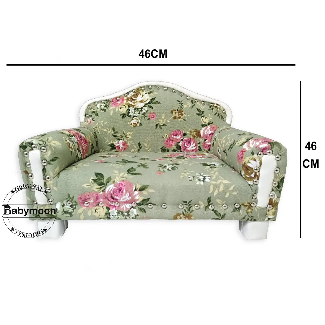 Babymoon Royal Floral Sofa Wooden Photobooth Prop Furniture - Green
