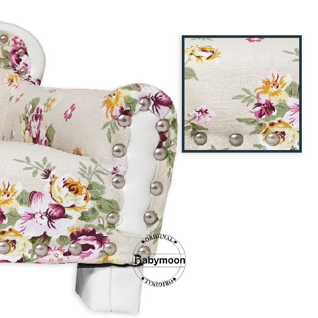 Babymoon Royal Floral Sofa Wooden Photobooth Prop Furniture - White