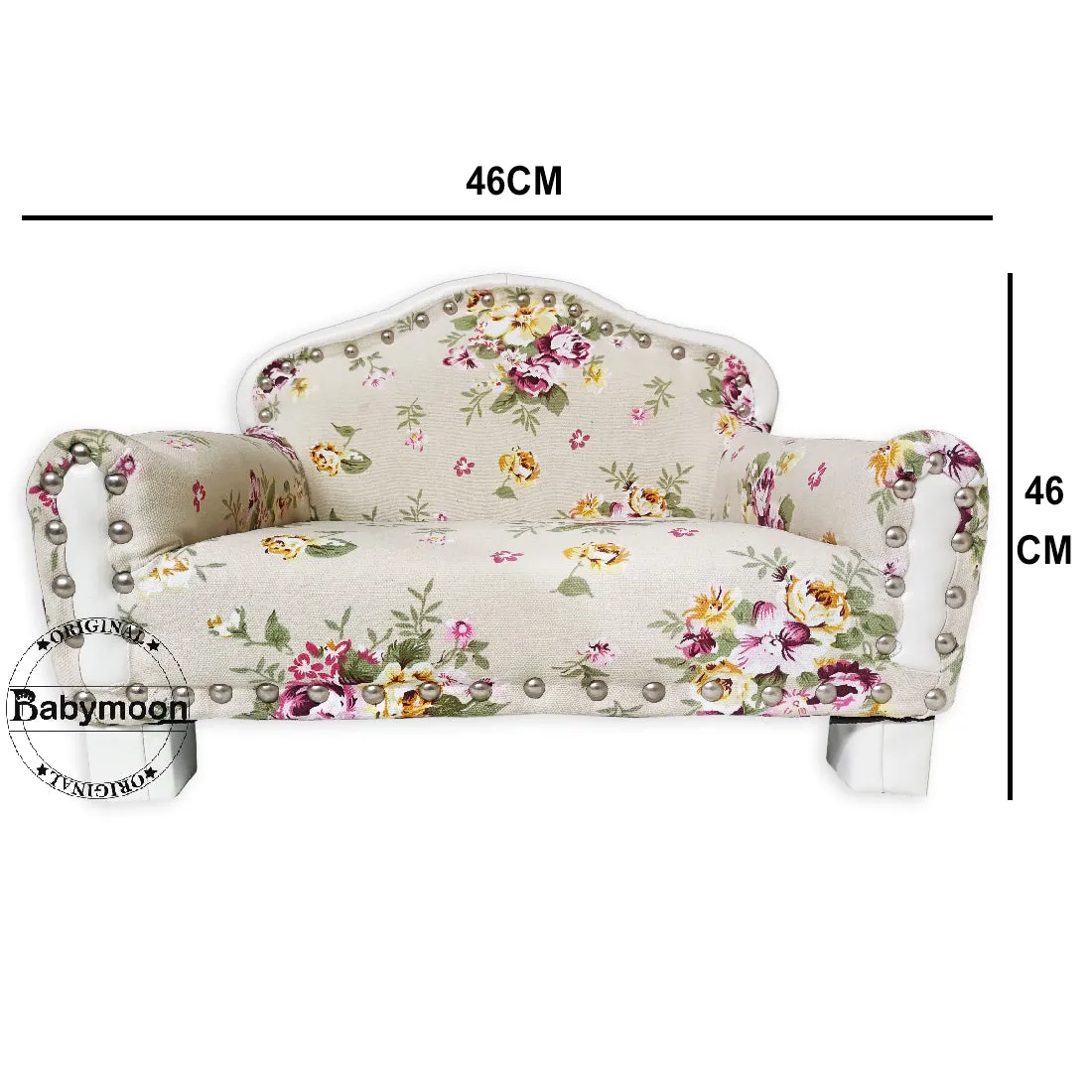 Babymoon Royal Floral Sofa Wooden Photobooth Prop Furniture - White
