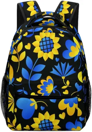 Backpack with Chest Strap Vintage Flowers Lightweight Casual Daypack Ukrainian Style Travel Computer Notebooks Bag for Men Women