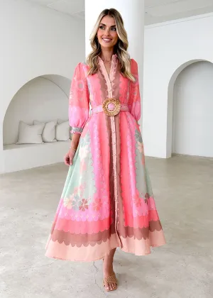 Bardot Midi Dress - Melon Floral