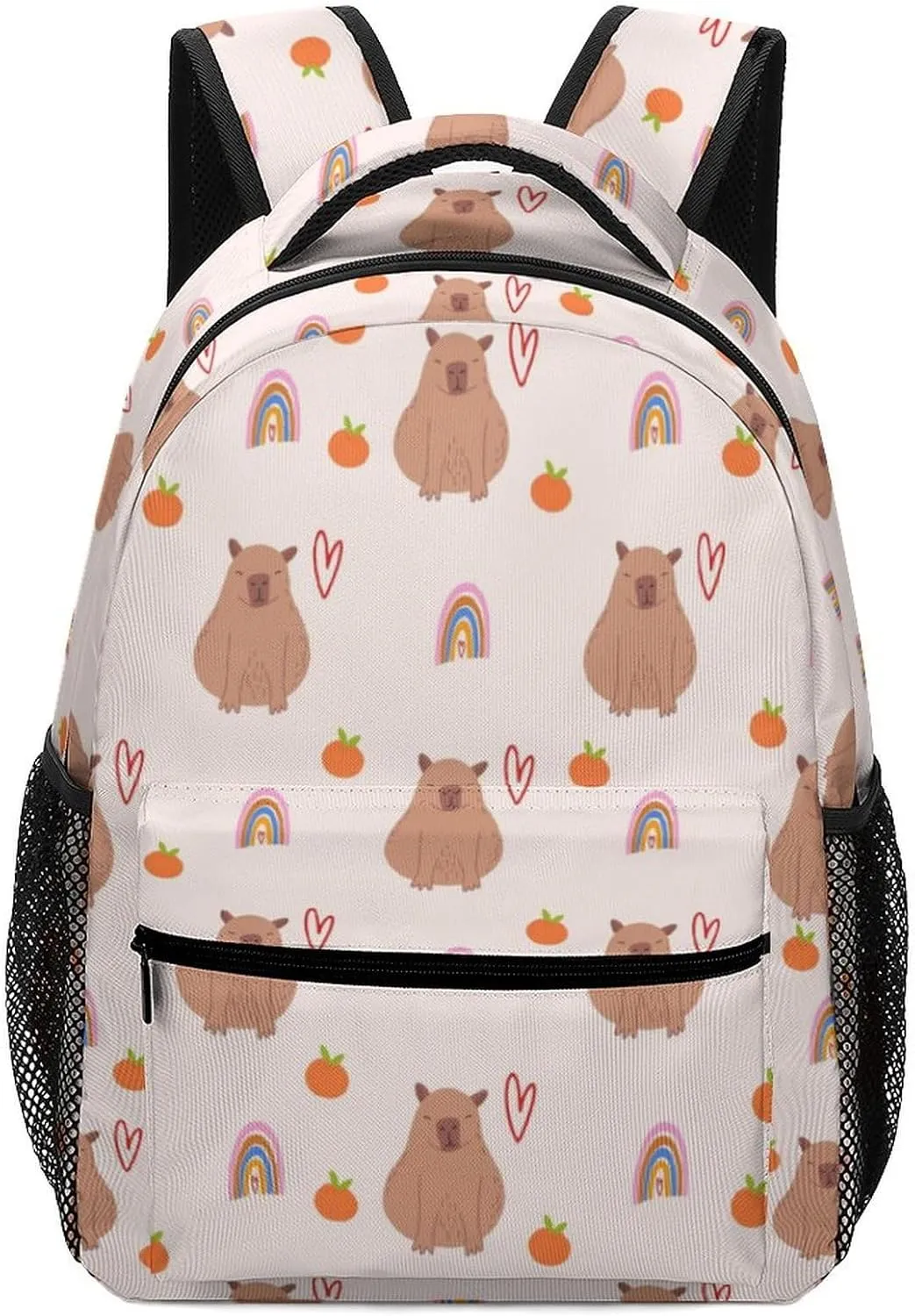 Capybara Rainbow Pattern Travel Backpack Durable Lightweight Laptop Computer Bag for Men Women Adjustable BookBag 16.5 Inches