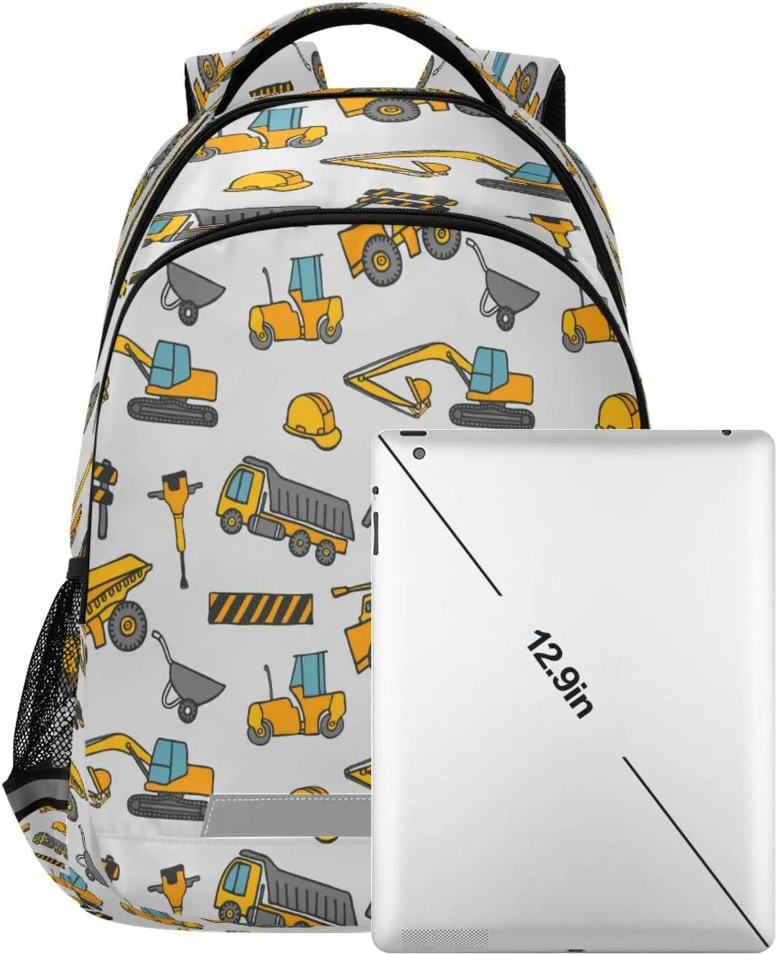 Construction Truck Backpack for Girls Kids Boys School Bookbags, Student Laptop Backpack Carrying Bag Casual Lightweight Travel Sports Day Packs