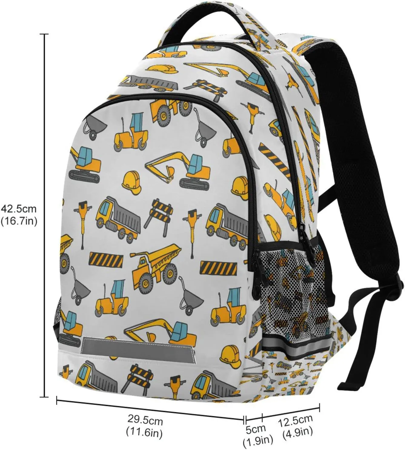 Construction Truck Backpack for Girls Kids Boys School Bookbags, Student Laptop Backpack Carrying Bag Casual Lightweight Travel Sports Day Packs