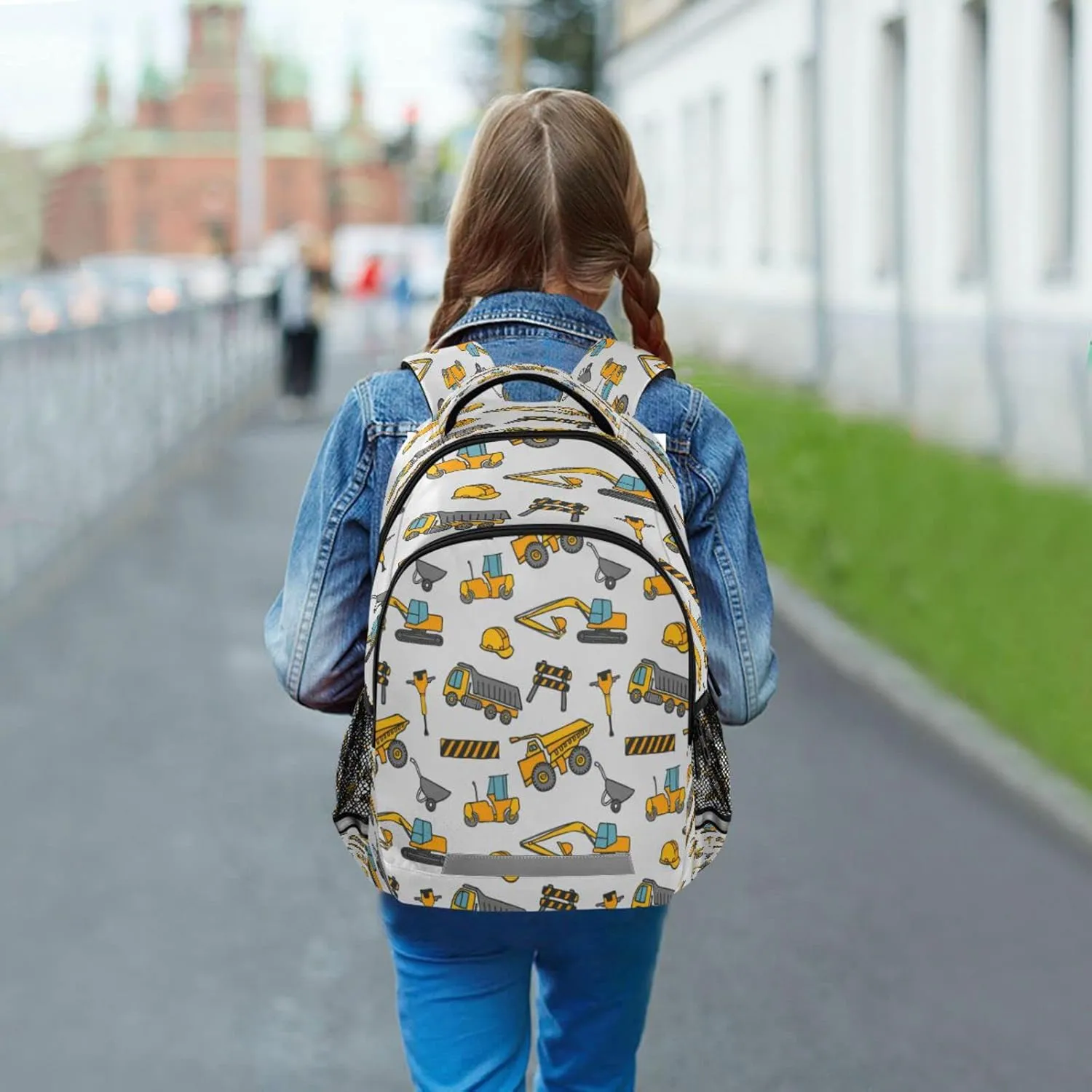 Construction Truck Backpack for Girls Kids Boys School Bookbags, Student Laptop Backpack Carrying Bag Casual Lightweight Travel Sports Day Packs