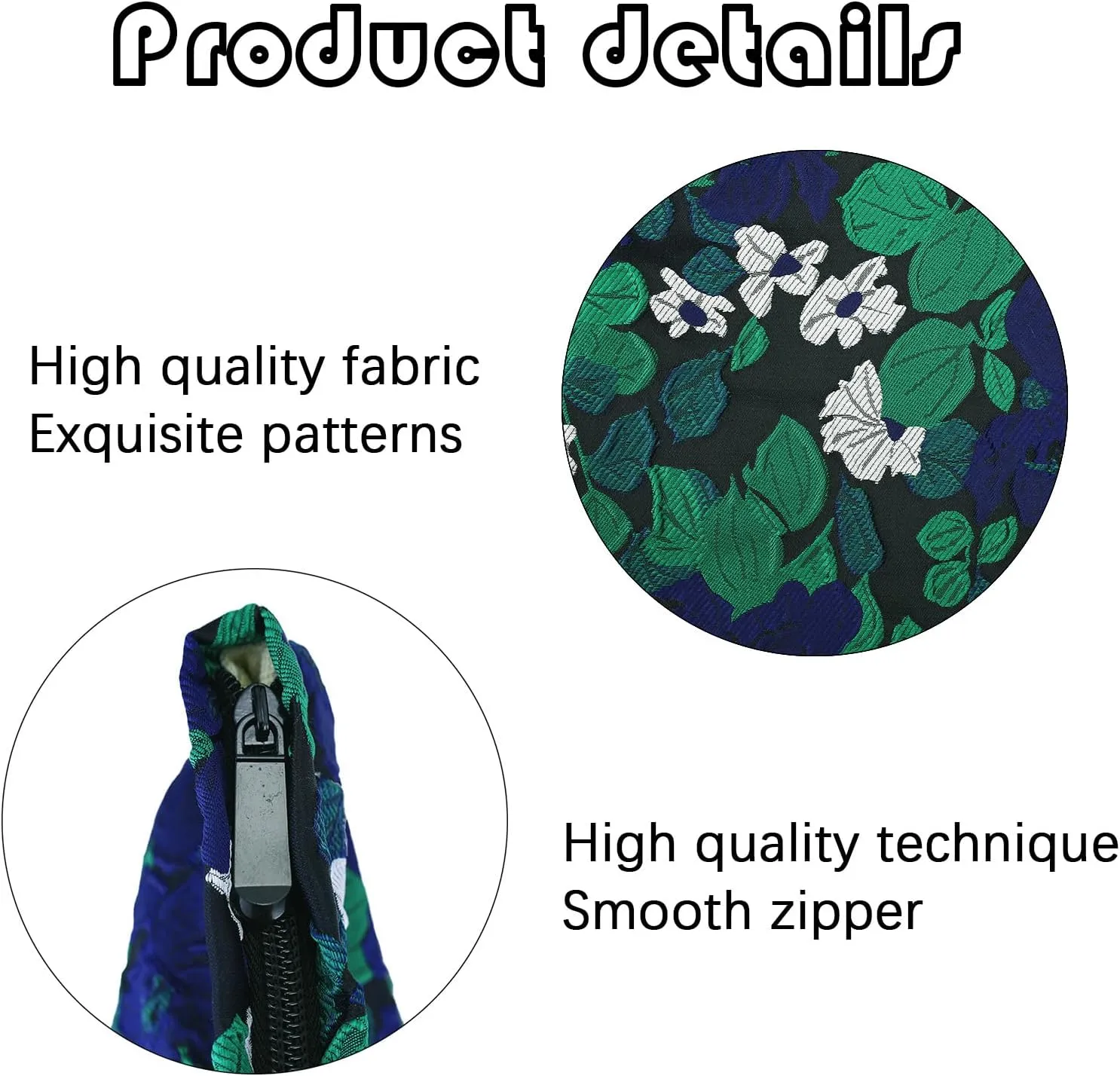 Cosmetic Makeup Bag Large Capacity Purse Travel Toiletry Zipper Storage Pouch Make up Brushes Organizer for Women and Girls Black-Green Flowers