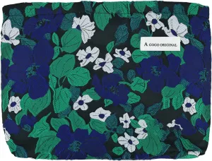 Cosmetic Makeup Bag Large Capacity Purse Travel Toiletry Zipper Storage Pouch Make up Brushes Organizer for Women and Girls Black-Green Flowers