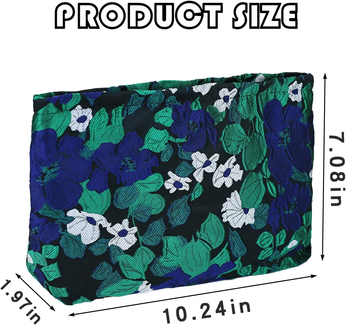 Cosmetic Makeup Bag Large Capacity Purse Travel Toiletry Zipper Storage Pouch Make up Brushes Organizer for Women and Girls Black-Green Flowers