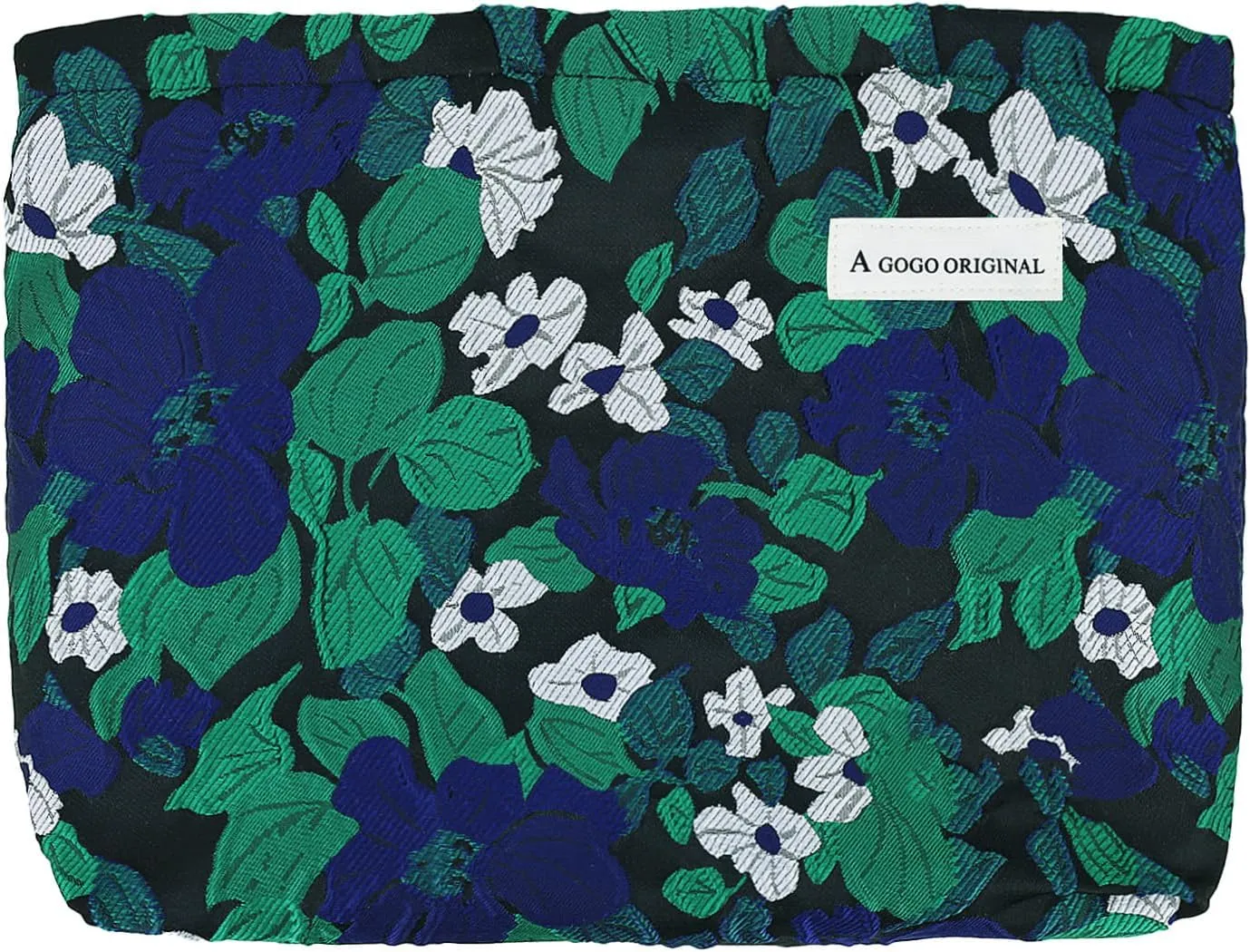Cosmetic Makeup Bag Large Capacity Purse Travel Toiletry Zipper Storage Pouch Make up Brushes Organizer for Women and Girls Black-Green Flowers