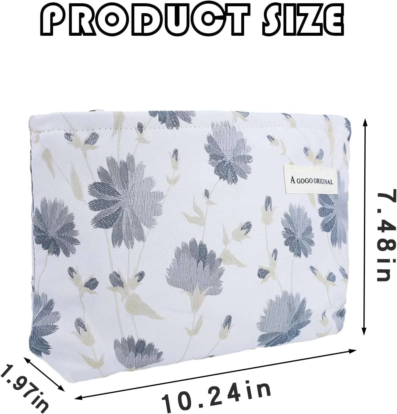 Cosmetic Makeup Bag Large Capacity Purse Travel Toiletry Zipper Storage Pouch Make up Brushes Organizer for Women and Girls Grey Mimosa