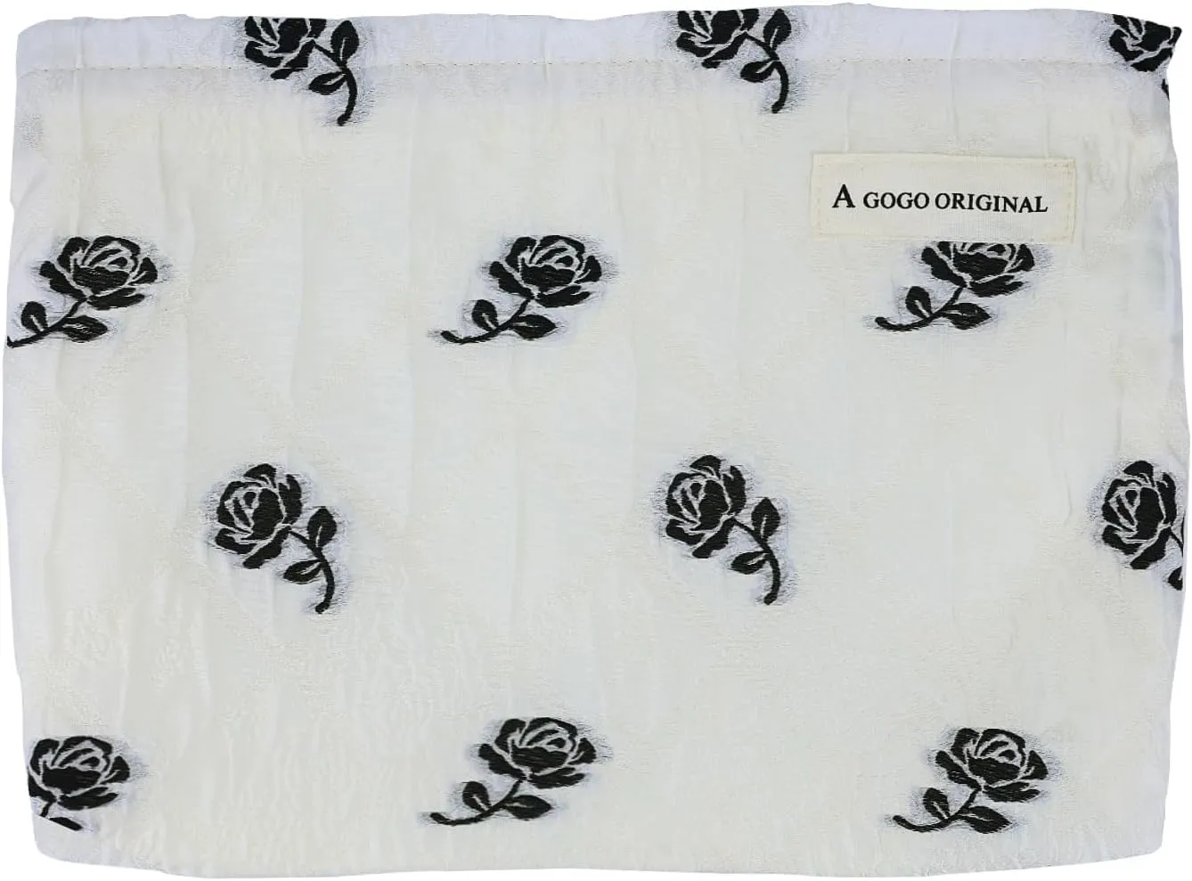 Cosmetic Makeup Bag Large Capacity Purse Travel Toiletry Zipper Storage Pouch Make up Brushes Organizer for Women and Girls Little Black Rose
