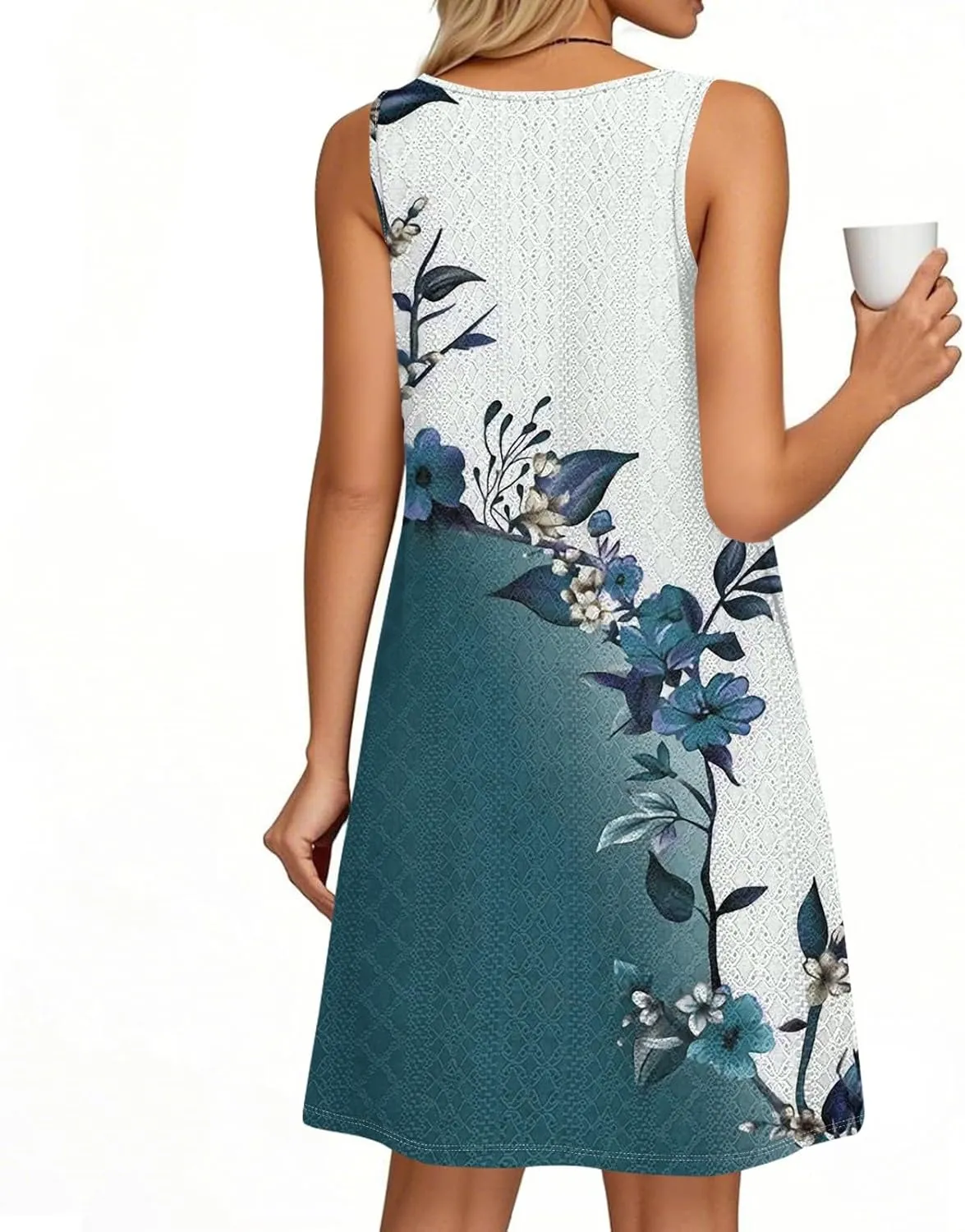 Coverup Summer Dresses for Women 2025 Eyelet Casual Loose Sleeveless Sundresses Tank Dresses with Pockets