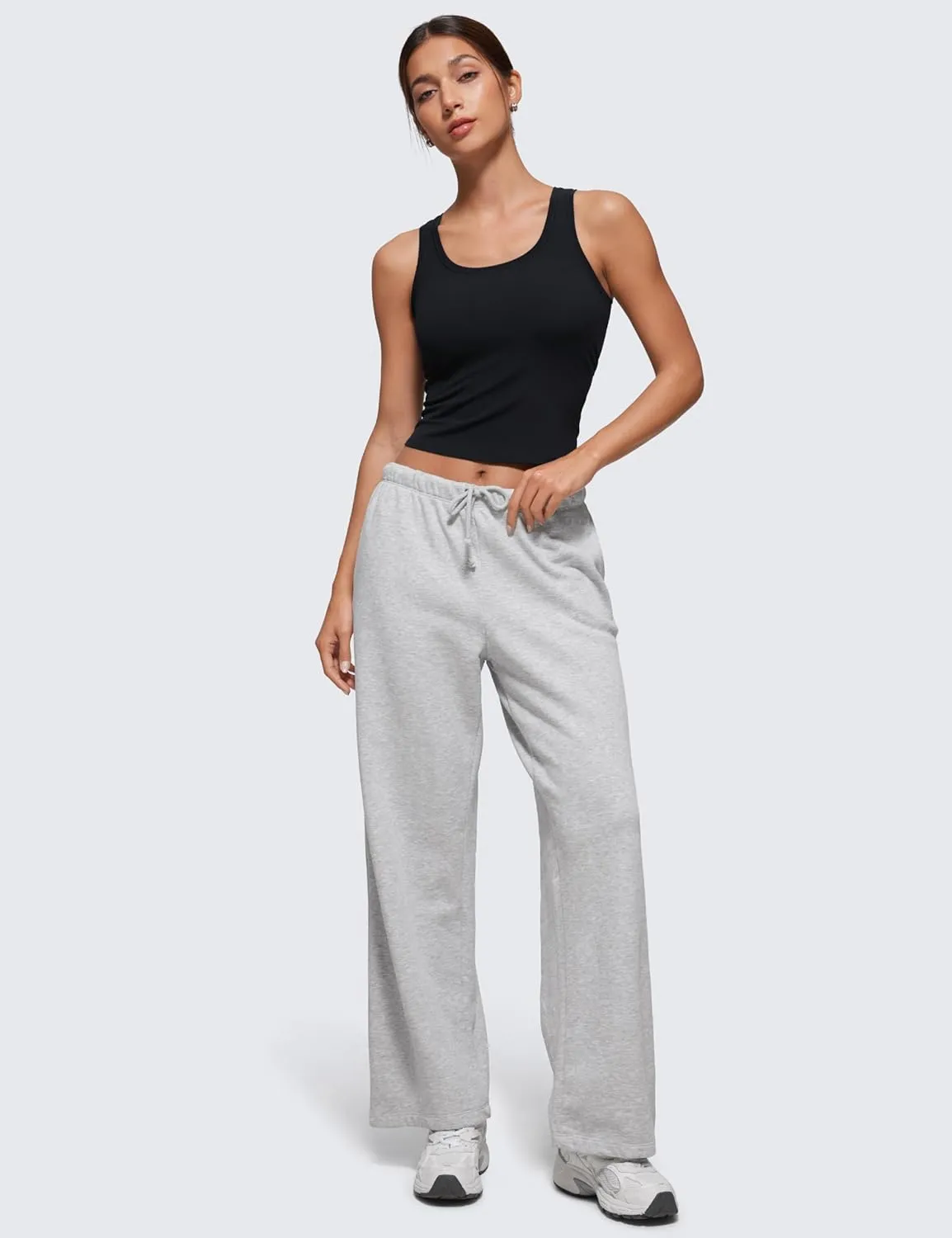 CRZ YOGA Softembrace Casual Tops for Women Soft Double Lined Scoop Neck Crop Sleeveless Shirts Basic Going Out Tanks